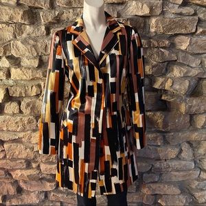 Etcetera Printed Satin Longline Blazer Size 2